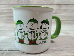 Gibson Peanuts Merry Christmas Coffee Mug Cup Green White Oversized